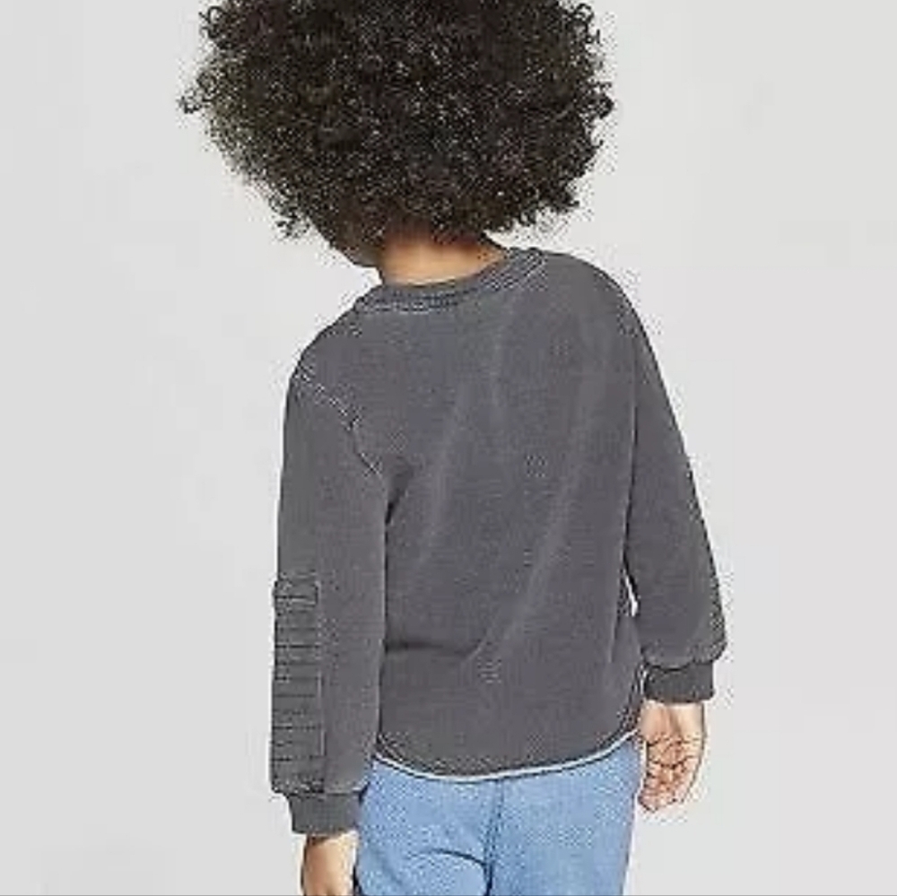 Art Class Moto Long Sleeve Lightweight Sweatshirt Washed Black Size 4T - Picture 8 of 13